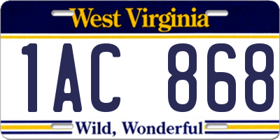 WV license plate 1AC868