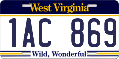 WV license plate 1AC869