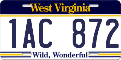 WV license plate 1AC872