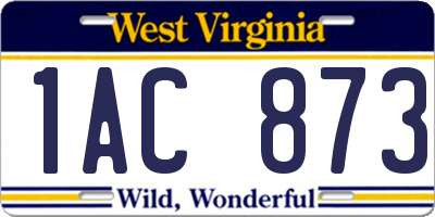 WV license plate 1AC873