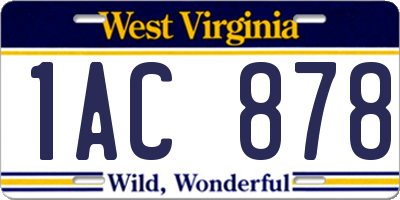 WV license plate 1AC878