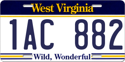 WV license plate 1AC882