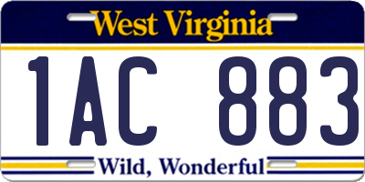 WV license plate 1AC883