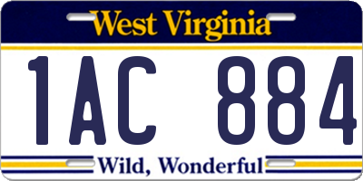 WV license plate 1AC884