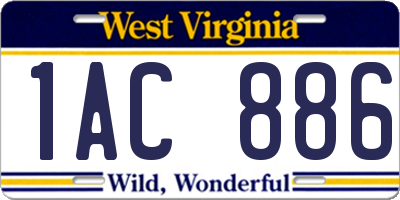 WV license plate 1AC886