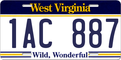 WV license plate 1AC887