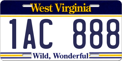 WV license plate 1AC888