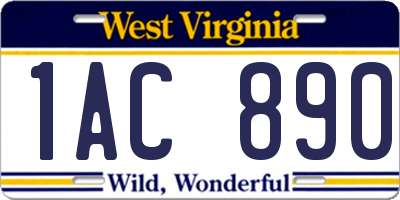 WV license plate 1AC890