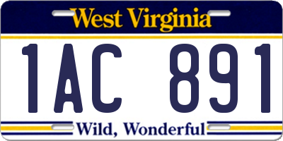 WV license plate 1AC891