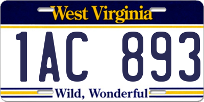 WV license plate 1AC893