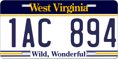 WV license plate 1AC894