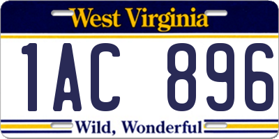 WV license plate 1AC896