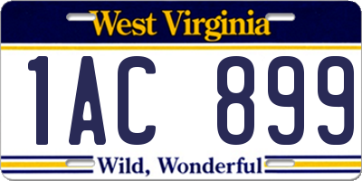 WV license plate 1AC899