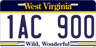 WV license plate 1AC900