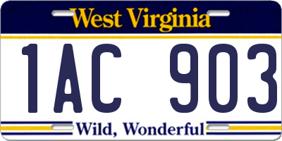 WV license plate 1AC903