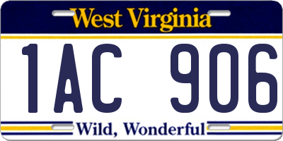 WV license plate 1AC906