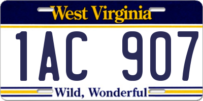 WV license plate 1AC907