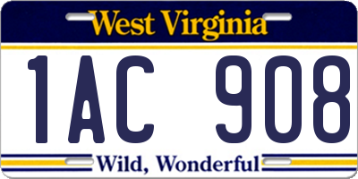 WV license plate 1AC908