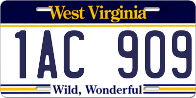 WV license plate 1AC909