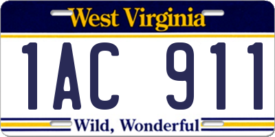 WV license plate 1AC911