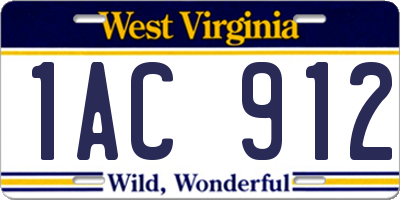 WV license plate 1AC912