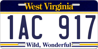 WV license plate 1AC917