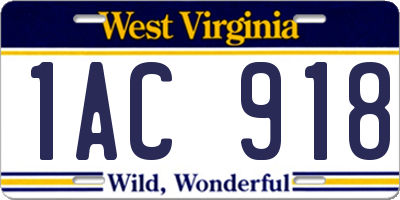 WV license plate 1AC918