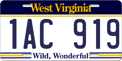 WV license plate 1AC919