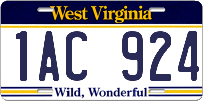 WV license plate 1AC924