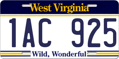 WV license plate 1AC925