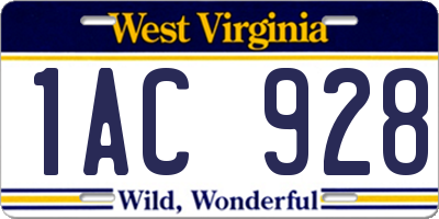 WV license plate 1AC928