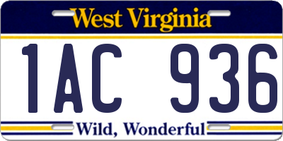WV license plate 1AC936