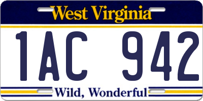 WV license plate 1AC942