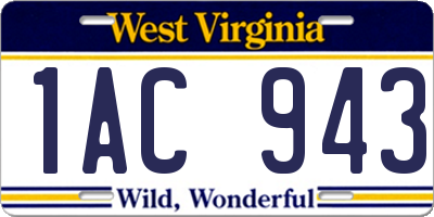 WV license plate 1AC943