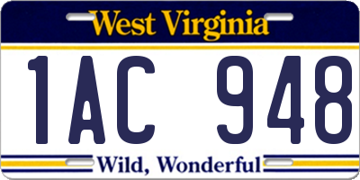 WV license plate 1AC948