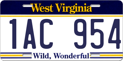 WV license plate 1AC954