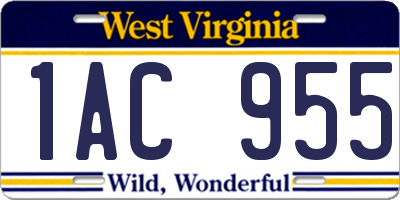 WV license plate 1AC955