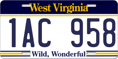 WV license plate 1AC958