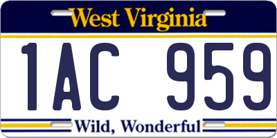 WV license plate 1AC959