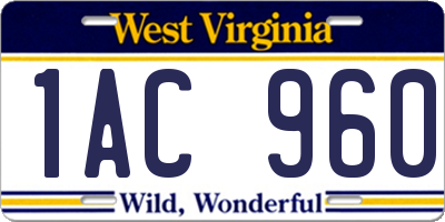 WV license plate 1AC960