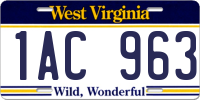 WV license plate 1AC963