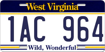 WV license plate 1AC964