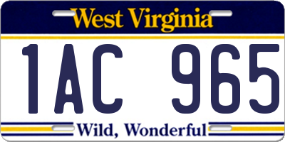 WV license plate 1AC965