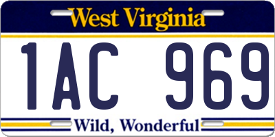 WV license plate 1AC969