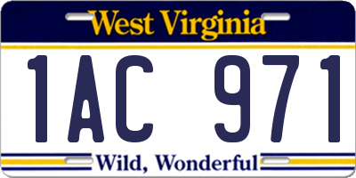 WV license plate 1AC971