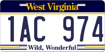 WV license plate 1AC974