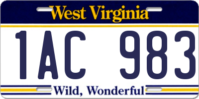 WV license plate 1AC983