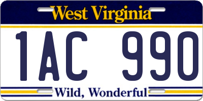 WV license plate 1AC990