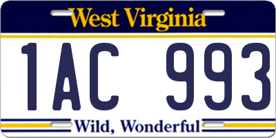 WV license plate 1AC993