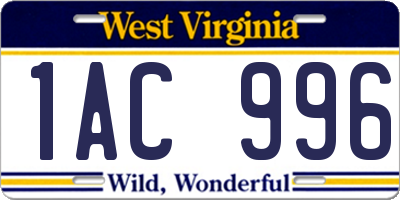 WV license plate 1AC996